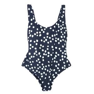 Kona Sol Black White Polkadot One Piece Bathing Suit Medium Swimsuit